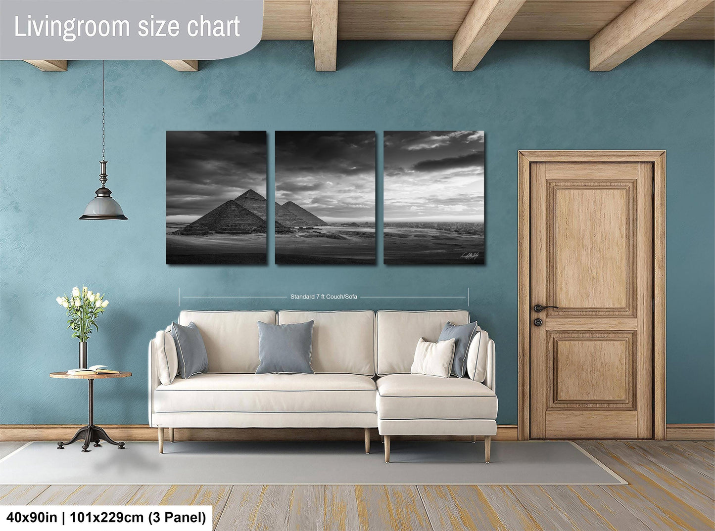 Giza Pyramids Sunset Print – Black and White Fine Art Wall Decor, Made to Order