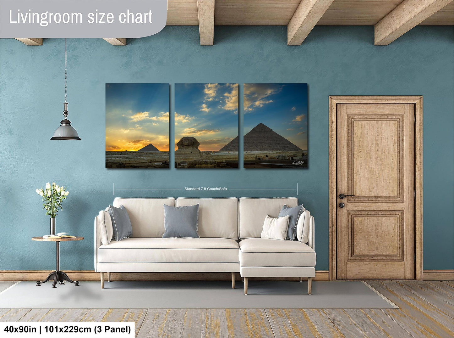 Giza Pyramids Sunset Print – Fine Art Wall Decor with Sphinx Silhouette