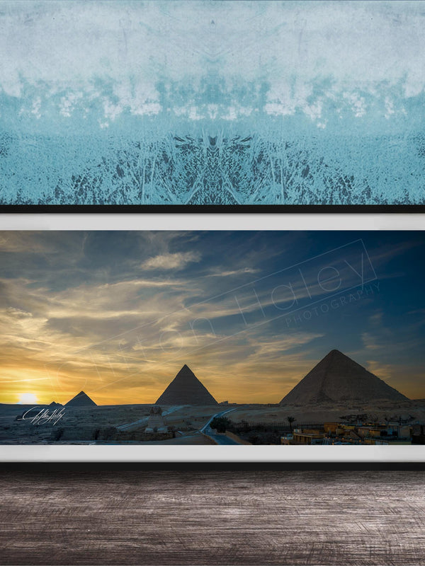 Giza Pyramids Sunset Print - Fine Art Photography Featuring Sphinx & Desert Scene