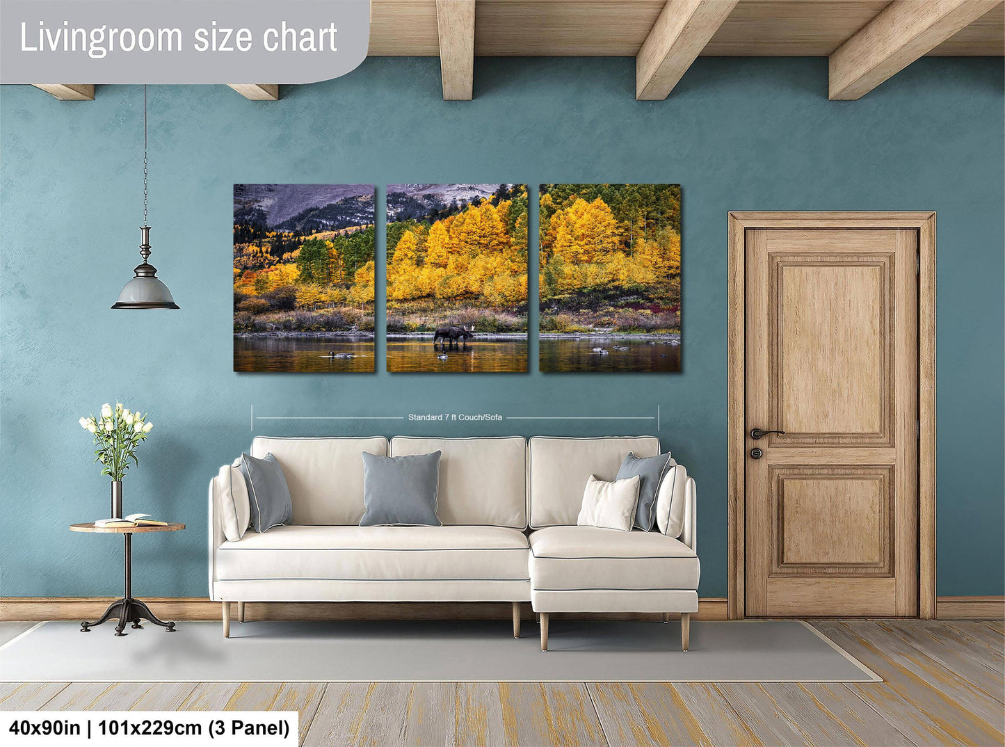 Maroon Bells Wall Art – Autumn Landscape Print with Bull Moose Canvas