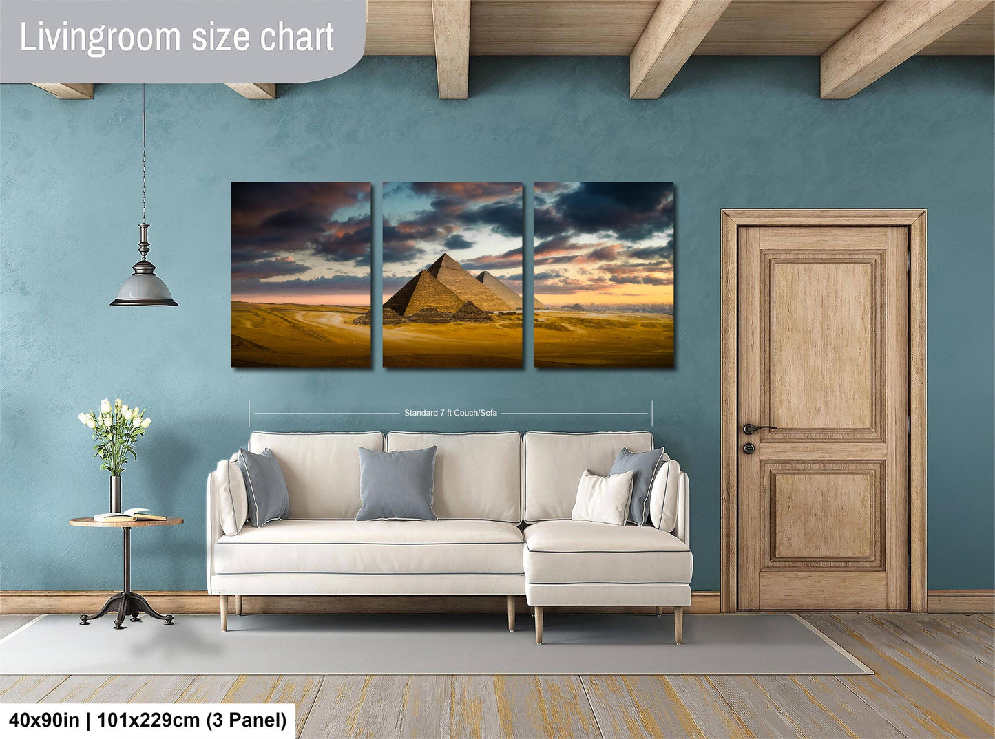 Giza Pyramids Sunset Print – Desert Sunset Art with Sphinx Silhouette Decor