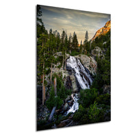 Waterfall Wall Art | Serene Winter Waterfall Pine Forest Nature Wall Decor