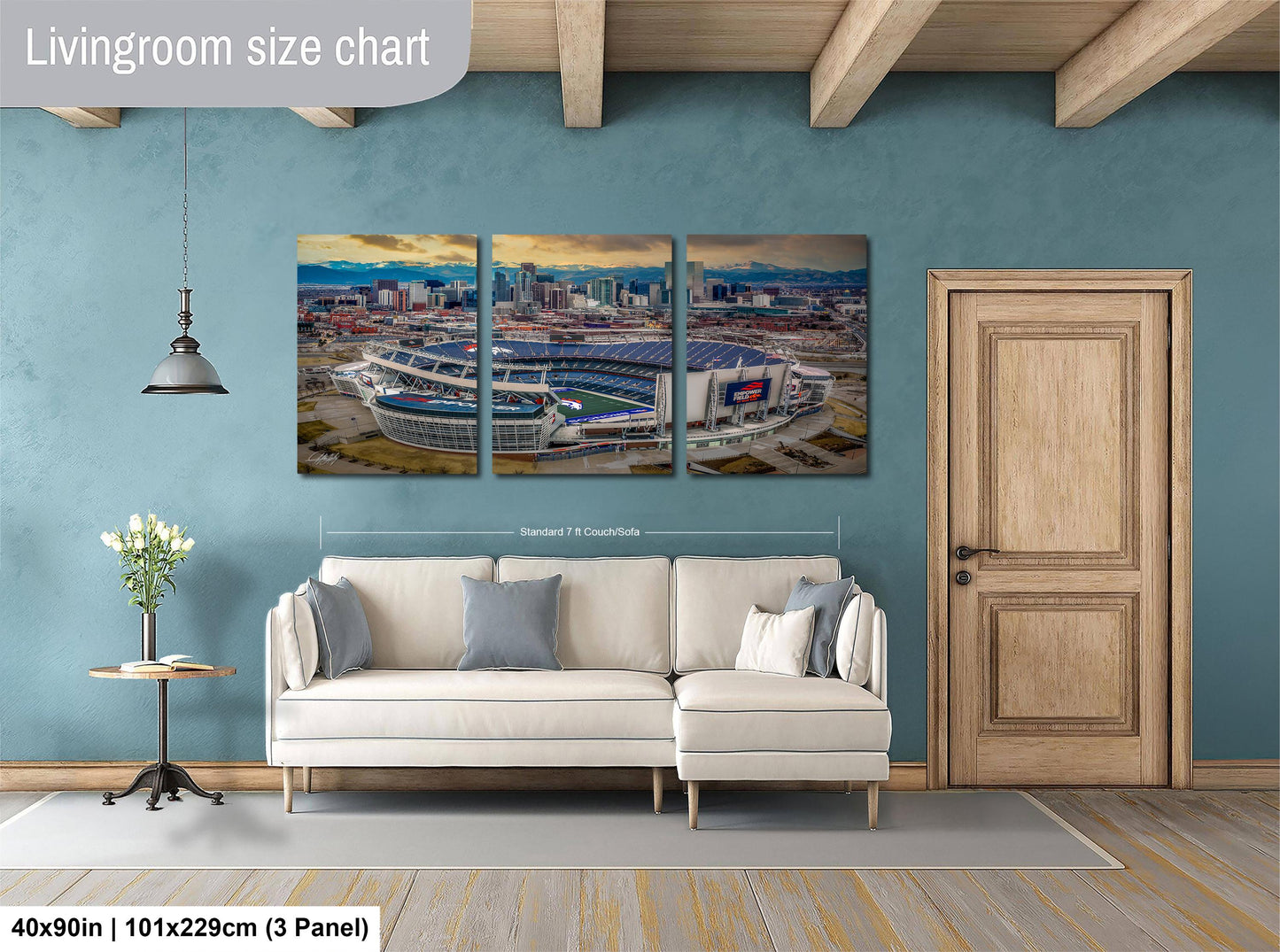 Mile High Stadium Art – Denver Skyline Artwork With Rocky Mountains & NFL Stadium Decor