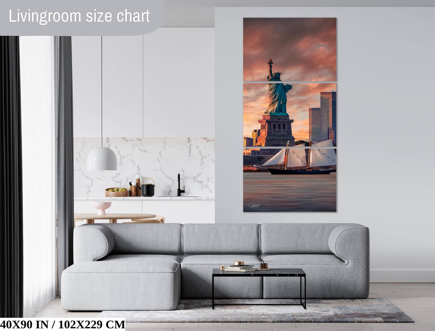 Statue of Liberty Wall Art - New York City Sunrise Skyline Print | Urban Decor