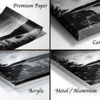 Emerald Bay Lake Print – Serene Mountain Landscape Art | Black & White Fine Art