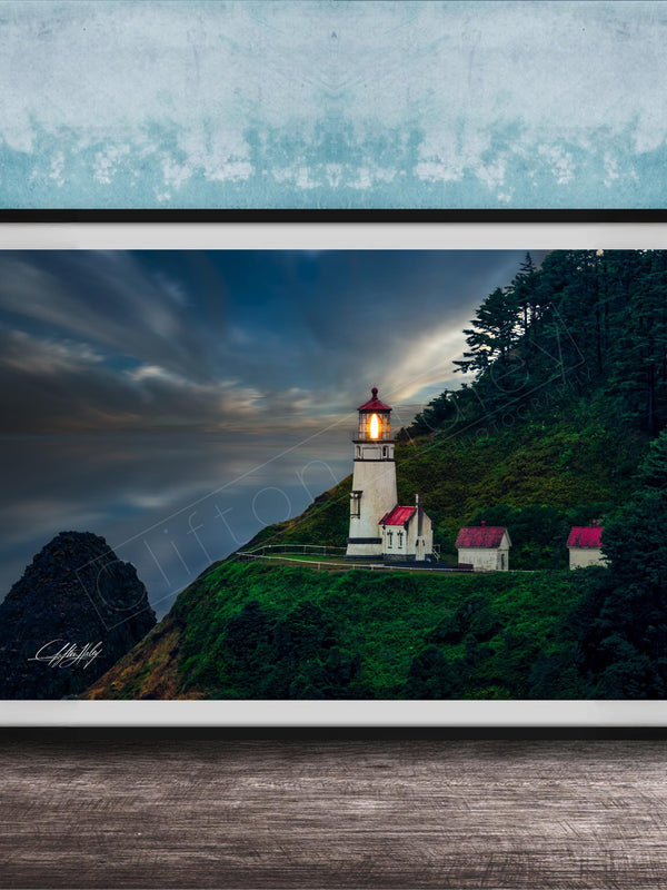 Heceta Head Lighthouse Print – Oregon Coast Art | Nautical Canvas Wall Decor