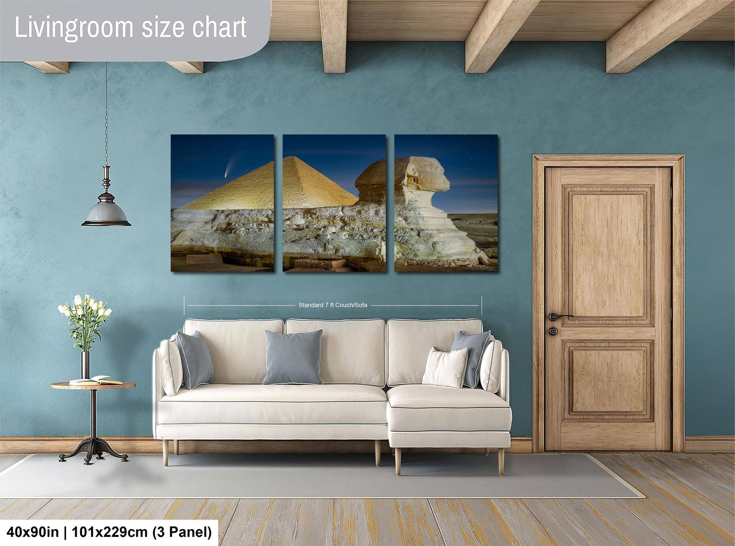 Giza Pyramids Night Print – Fine Art Pyramid Print With Sphinx Wall Art