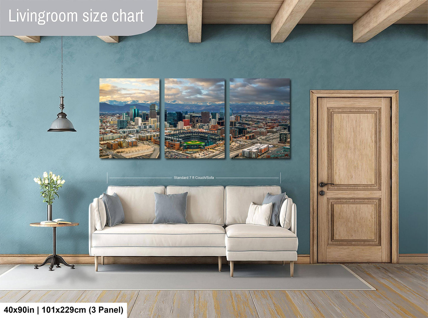 Colorado Rockies Stadium – Coors Field Artwork with Denver Skyline & Rocky Mountains Print
