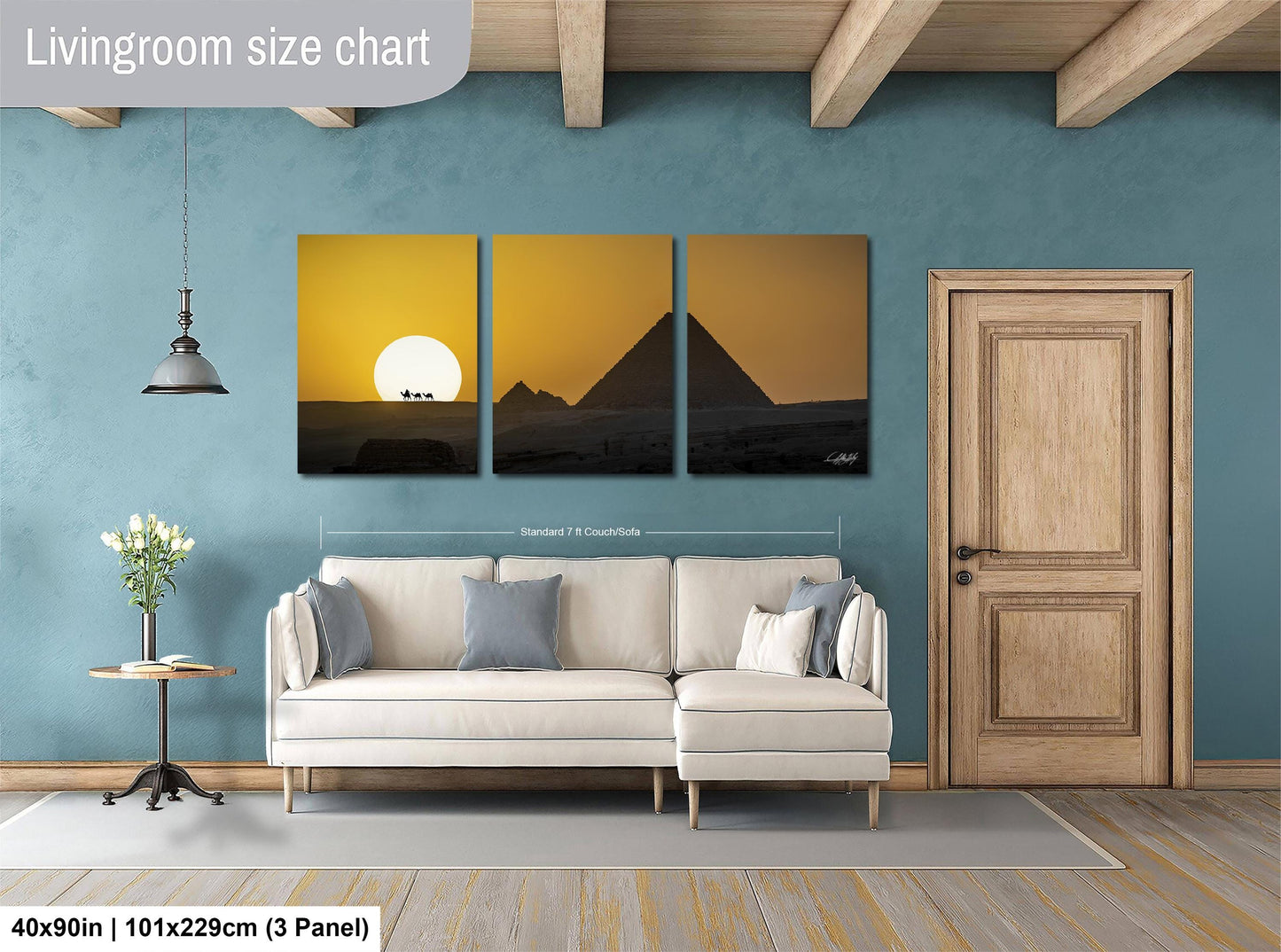 Giza Pyramids Art Print – Sunset Desert Scene With Camel Silhouette