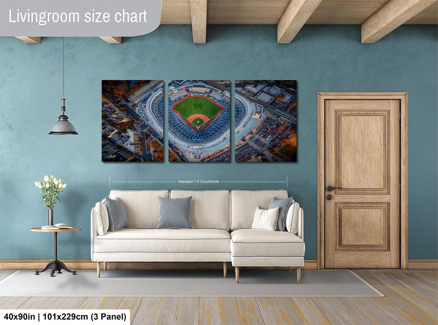 Yankees Stadium Print - Yankee Stadium Sunset Canvas | NY Logo Baseball Wall Art