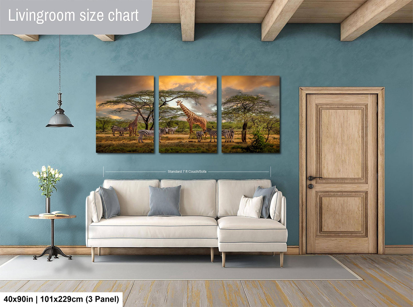 Safari Wall Art - Giraffe Wall Decor & Zebra Art Print | Colorful Boho Living Room