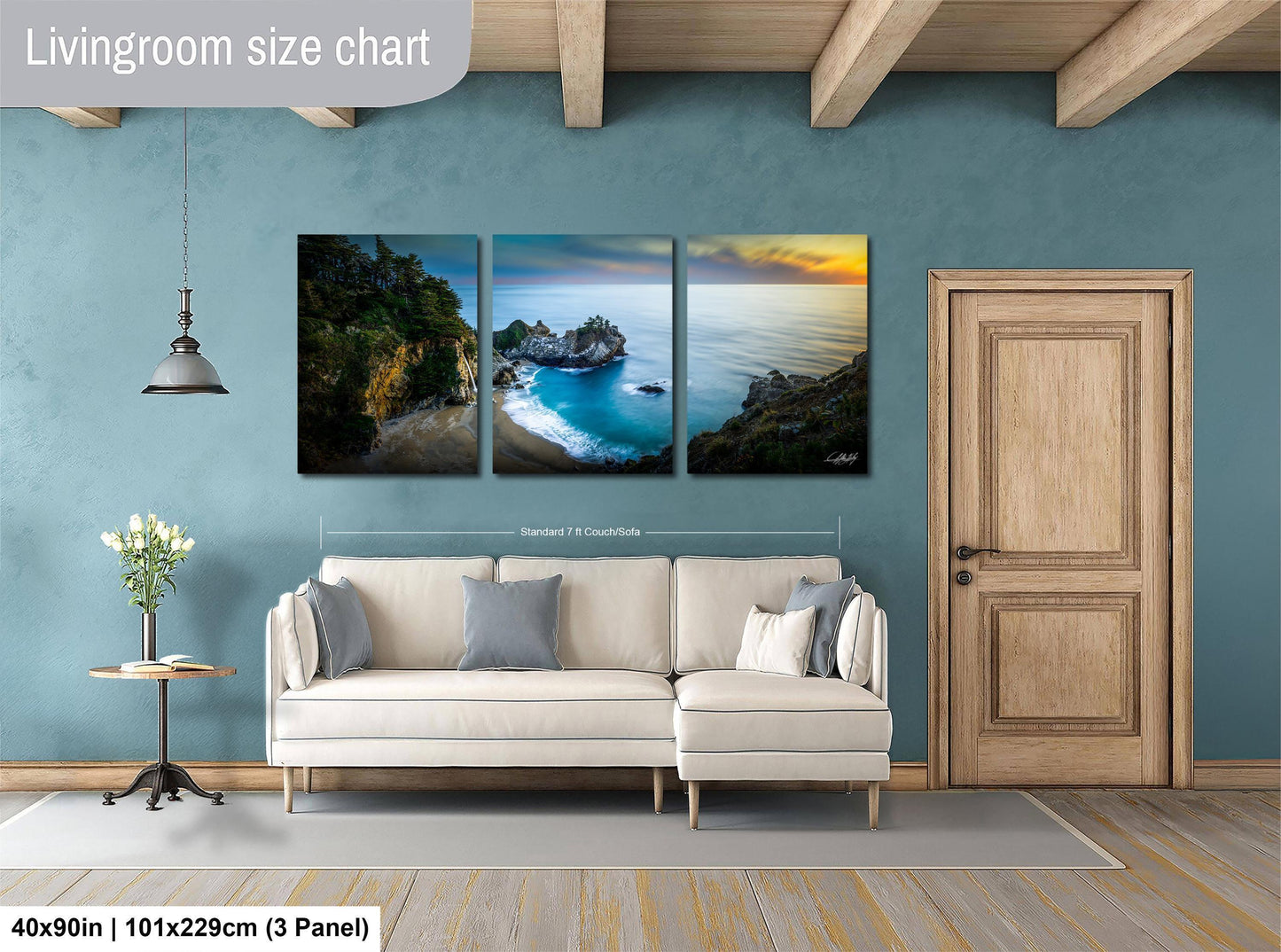 McWay Falls Wall Art – Big Sur Art Print | Sunset Beach Waterfall Scene