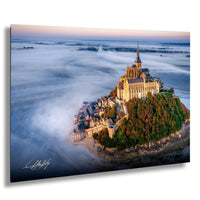 Mont Saint-Michel Poster – Normandy Coastal Art | Sunrise Fog Wall Art Print