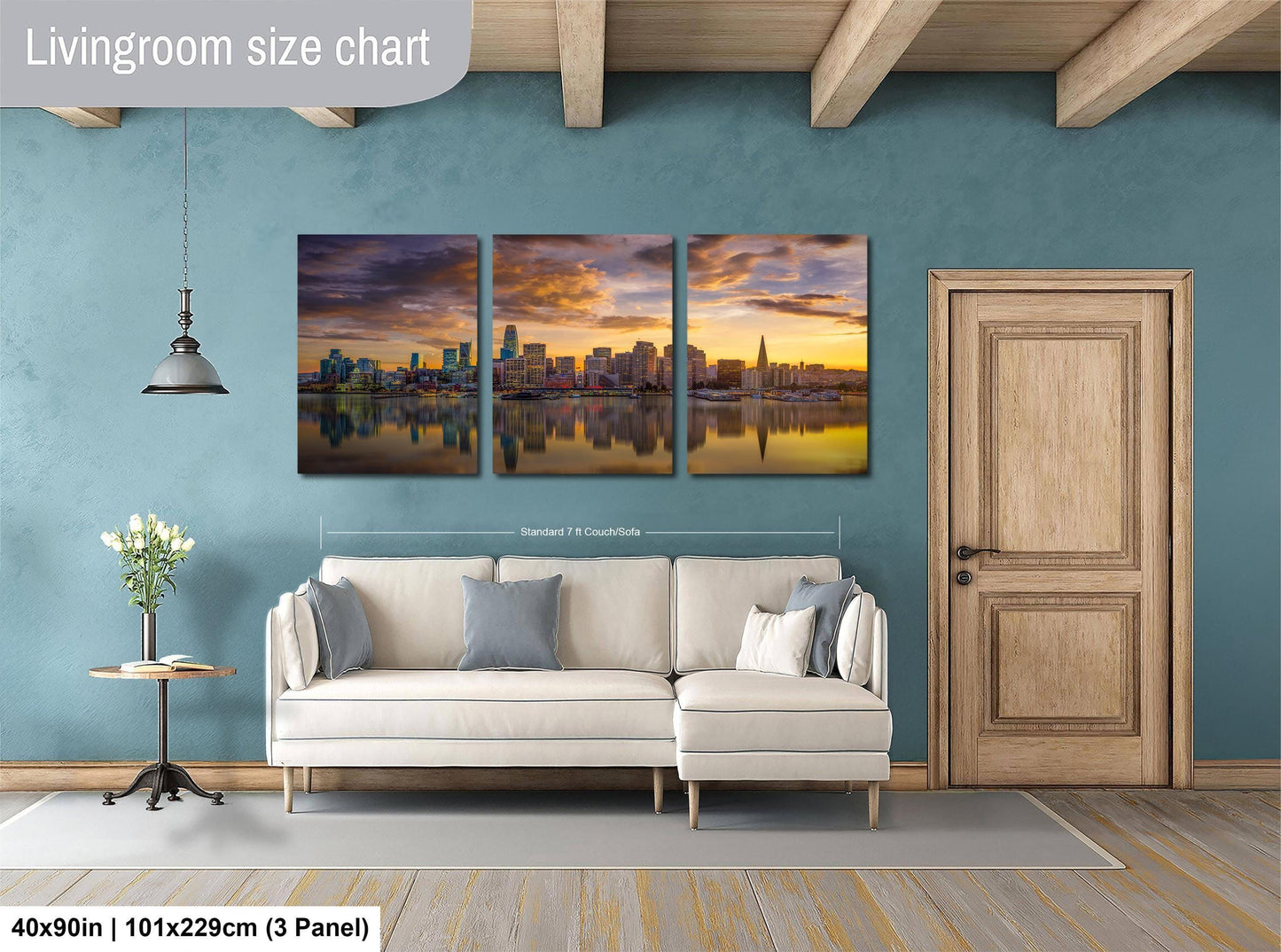 San Francisco sunset skyline print, Port of San Francisco fine art wall decor, Transamerica Pyramid reflection art, California coastal skyline photograph, Bay Area waterfront cityscape, modern skyline photo for living room, historical San Francisco art print, golden hour city reflection canvas