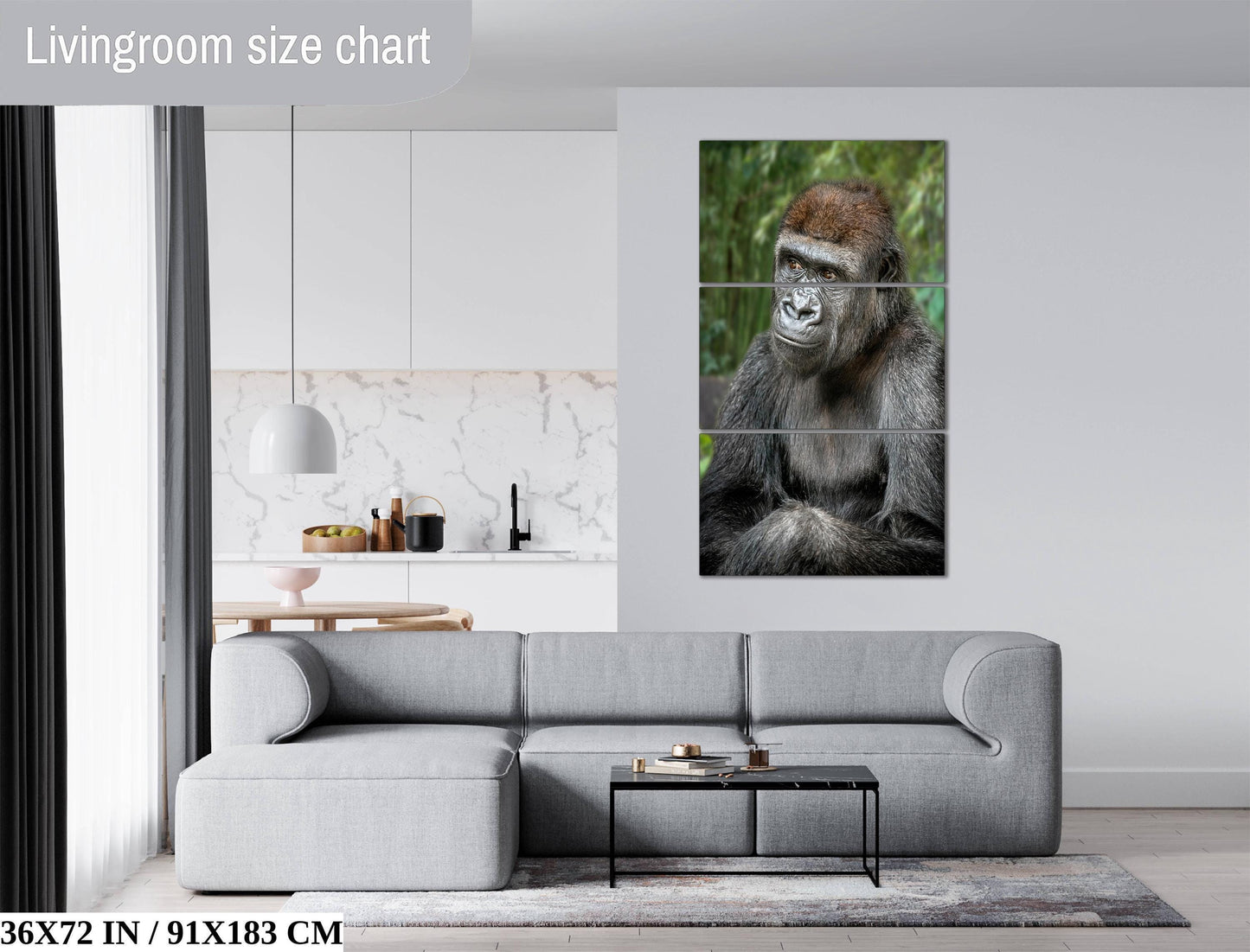 Young Gorilla Wall Art – African Jungle Print With Mountain King Gorilla Portrait