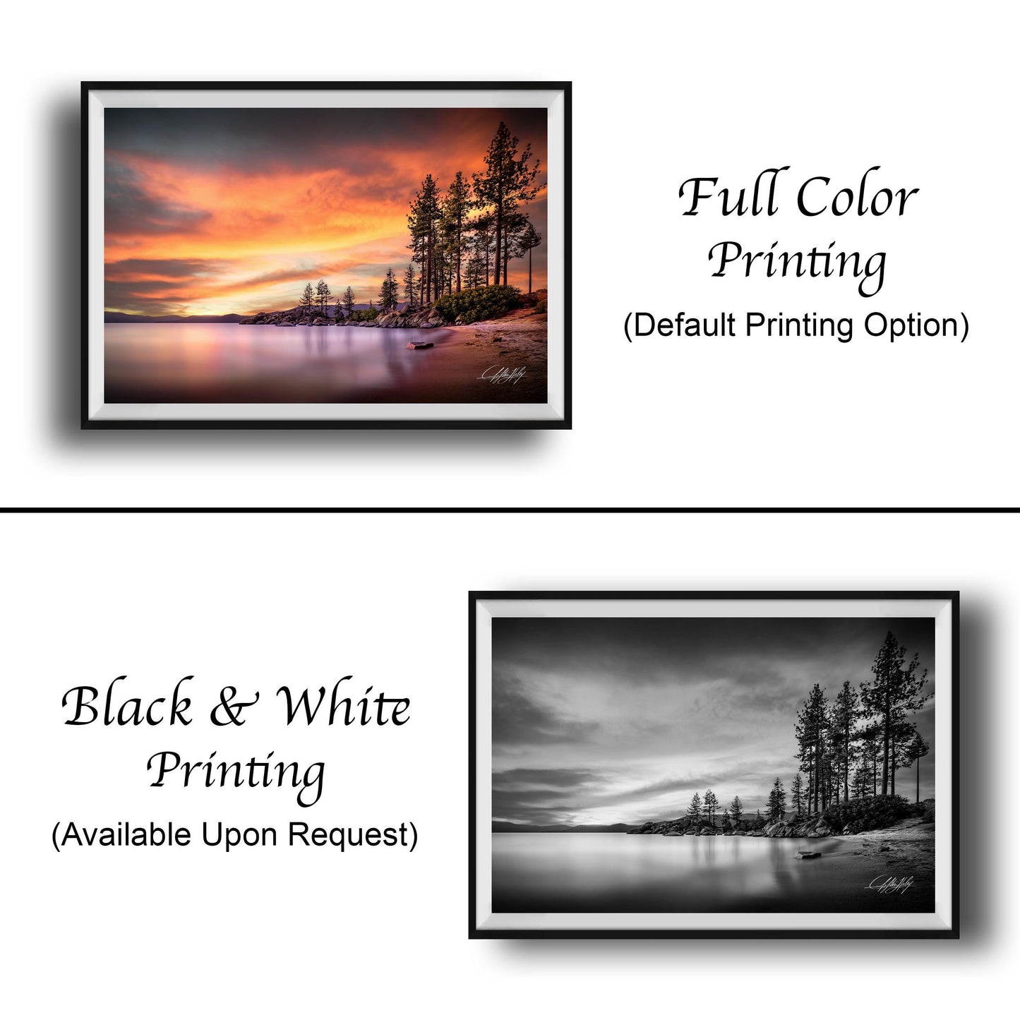 Lake Tahoe Sunset Print – Fine Art Landscape on Archival Paper | Signed Artist Work