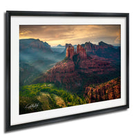 cathedral rock sedona, sedona sunrise photography, lovers knoll sedona, red rock landscape art, sedona fine art print, arizona wall decor, southwest photography, spiritual landscape art, nature wall art, sedona vortex photo, luxury fine art print, desert sunrise art, collectible landscape photo