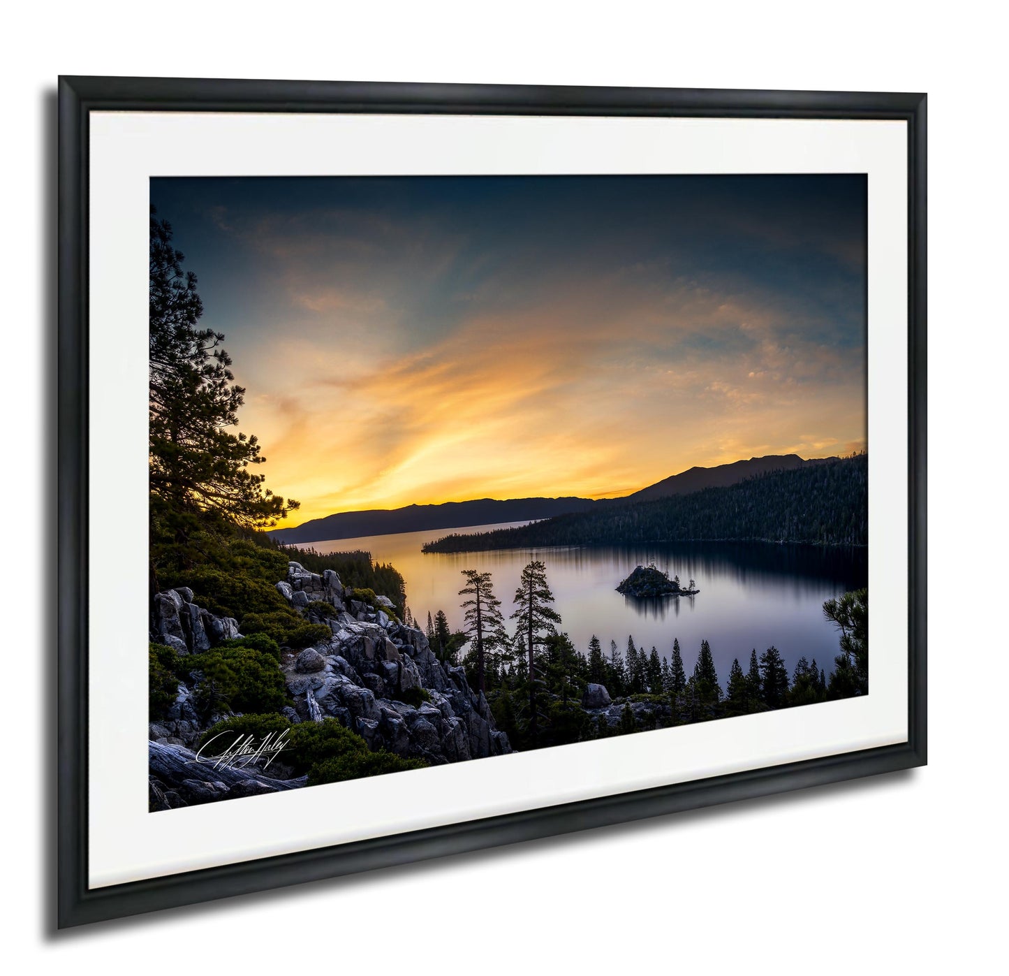 Emerald Bay Lake Print – Serene Mountain Scene With Calming Pine Tree Art