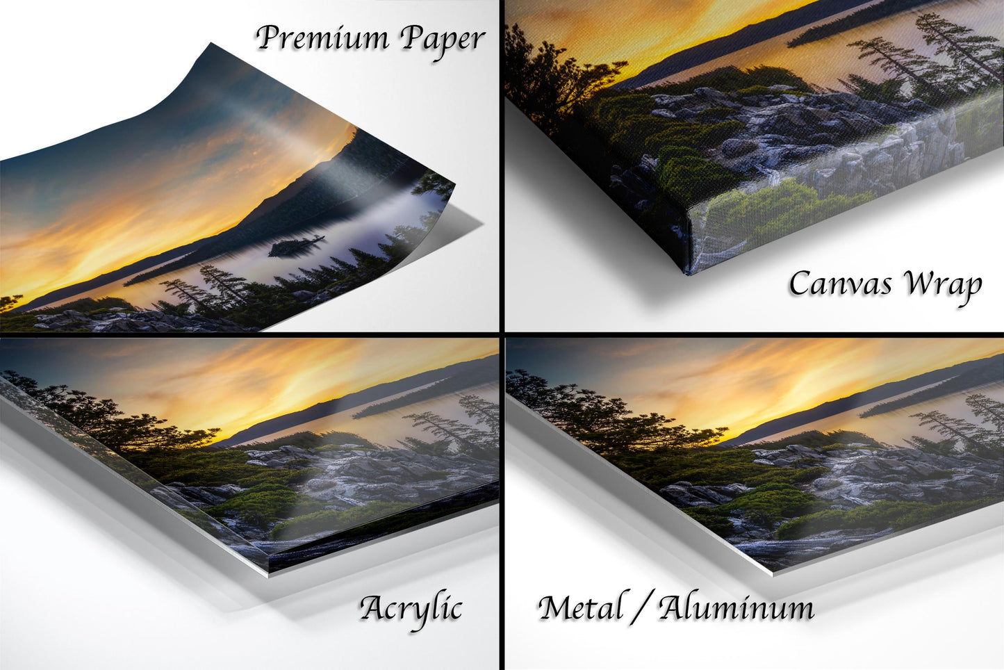Emerald Bay Lake Print – Serene Mountain Scene With Calming Pine Tree Art