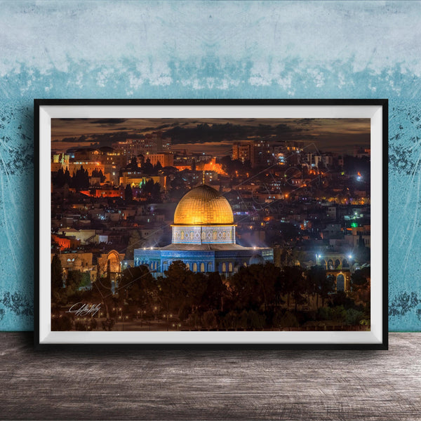 a cityscape at night, with a large dome-shaped building illuminated in the center. The city is filled with numerous buildings and structures, creating a vibrant and bustling urban atmosphere.