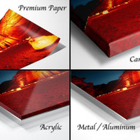 The image is a collage of four different views of a printed artwork, showcasing the artwork's surface and texture.