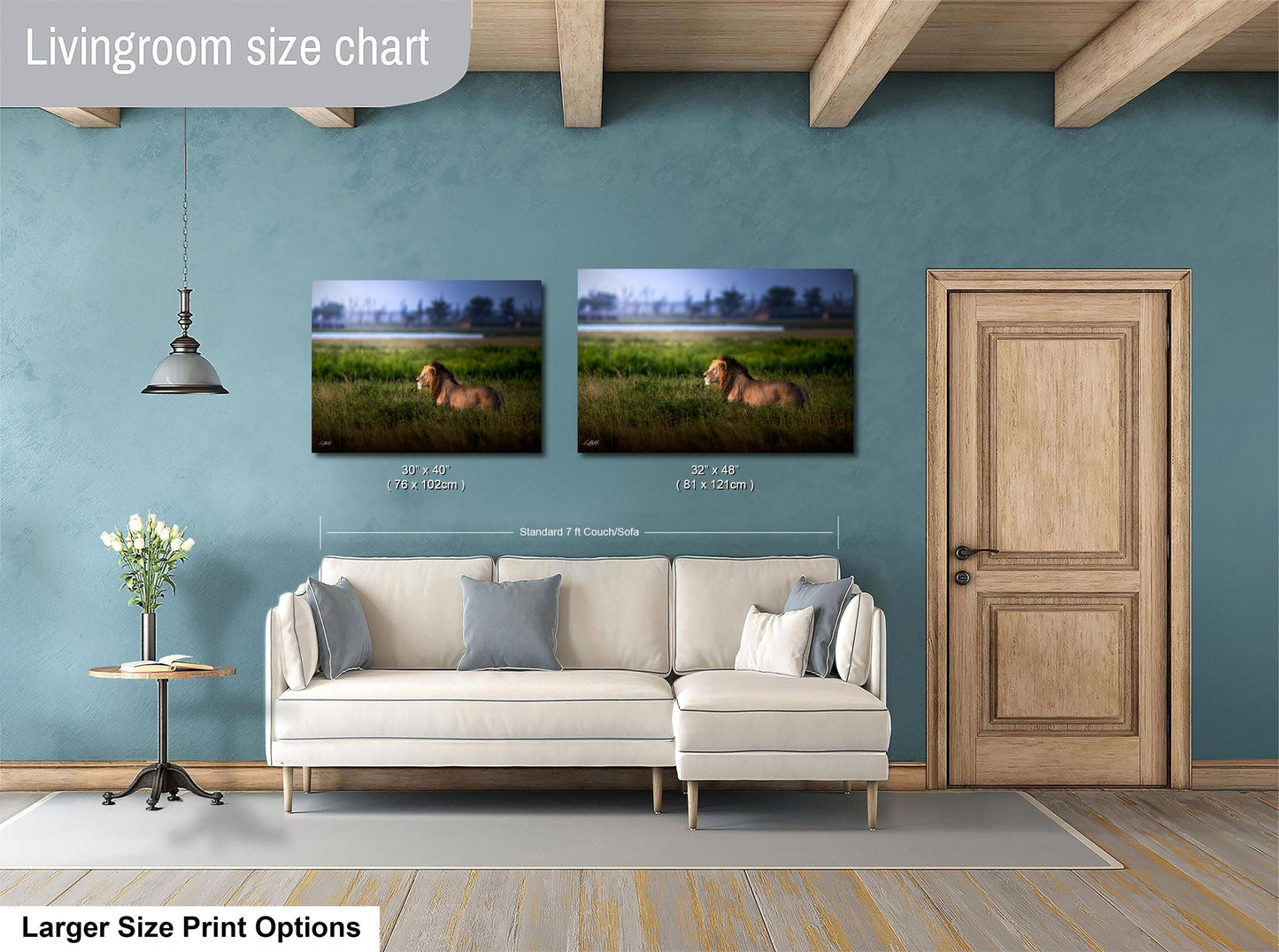 Lion Wildlife Wall Art - Maasai Mara Safari Boho Animal Print Decor
