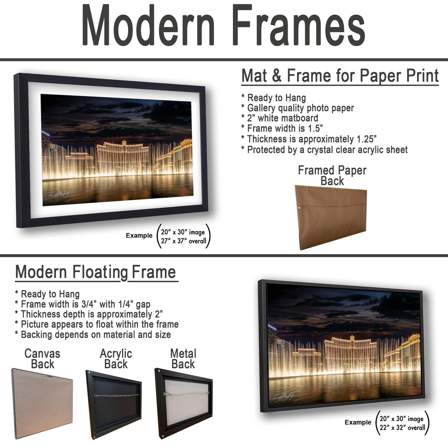 Bellagio Fountain Print – Special Edition Fine Art of Las Vegas Night Scene & Dancing Water Fountain