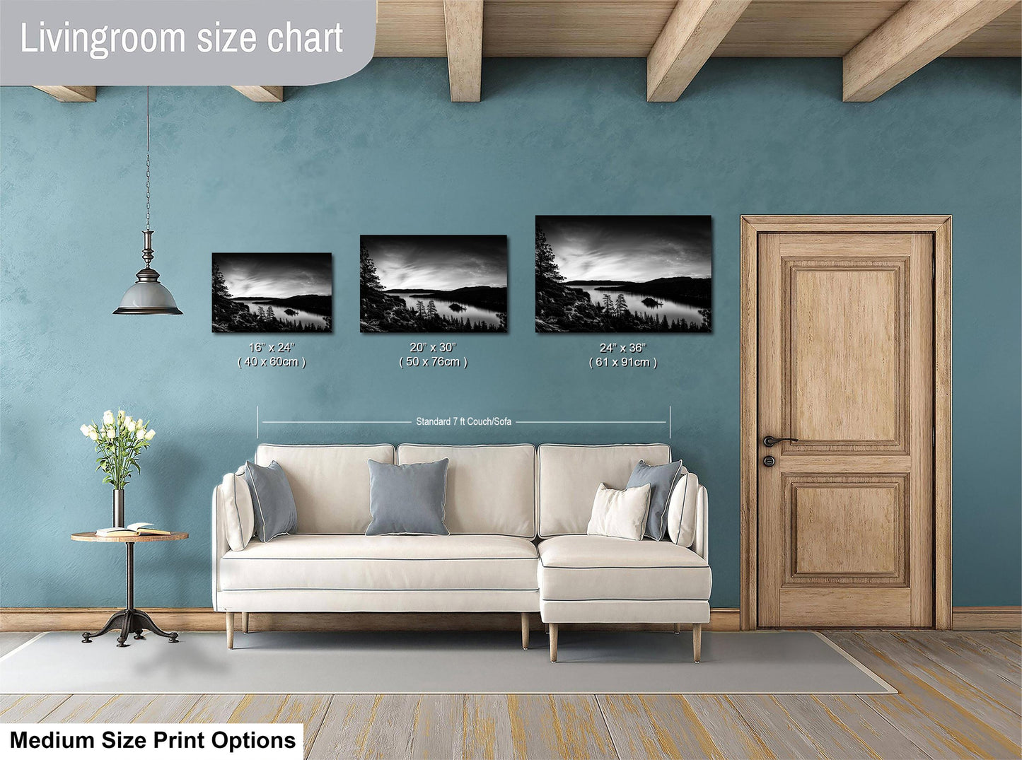 Emerald Bay Lake Print – Serene Mountain Landscape Art | Black & White Fine Art