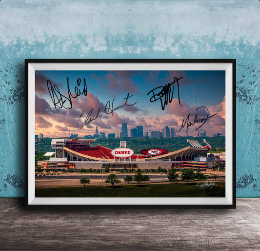 Arrowhead Stadium Wall Art – Chiefs Football Print With Sunset Skyline
