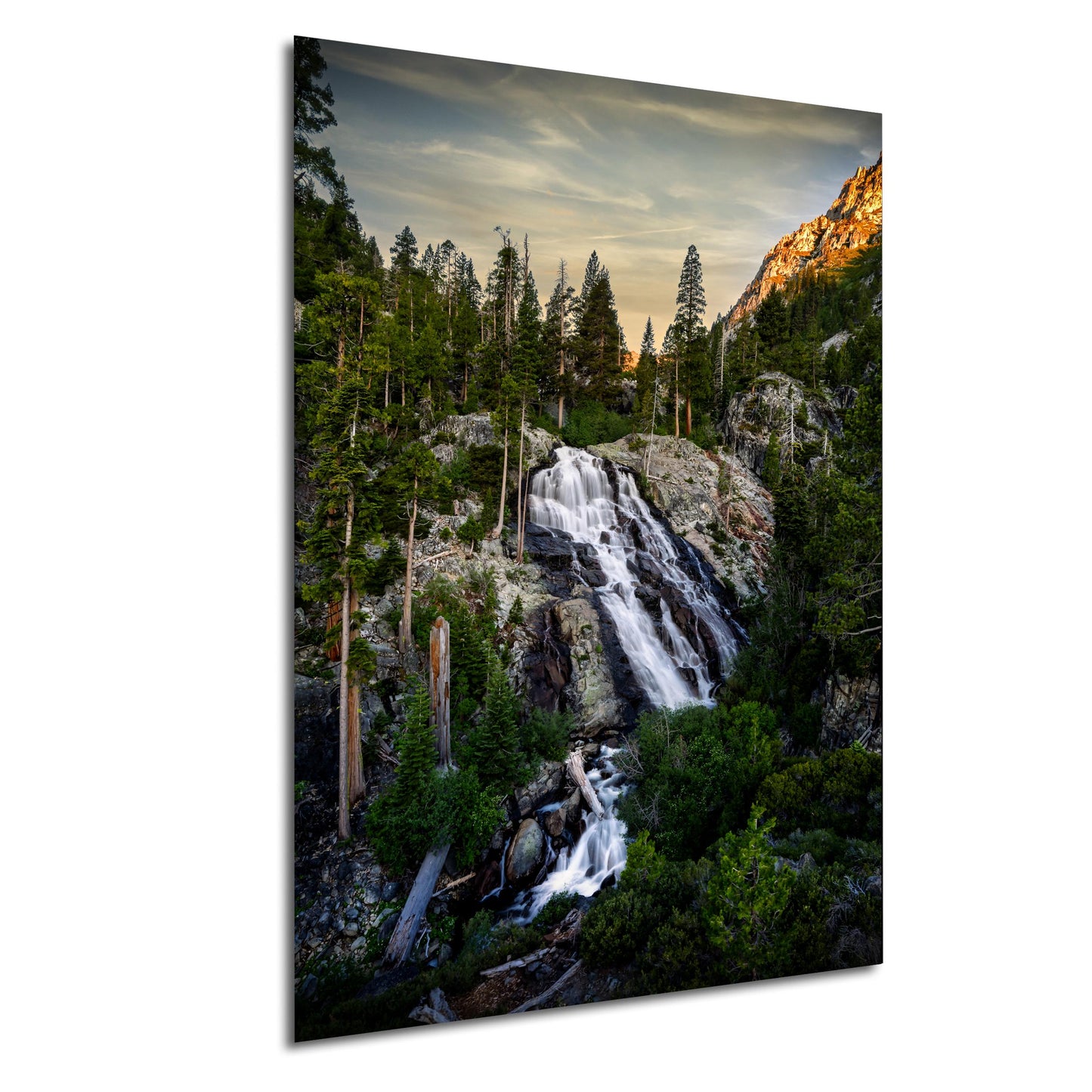 Waterfall Wall Art | Serene Winter Waterfall Pine Forest Nature Wall Decor