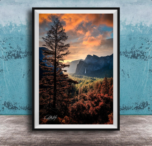 Yosemite Tunnel View Print – Half Dome Artwork with Sunrise Landscape Art