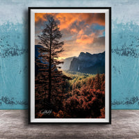 Yosemite Tunnel View Print – Half Dome Artwork with Sunrise Landscape Art