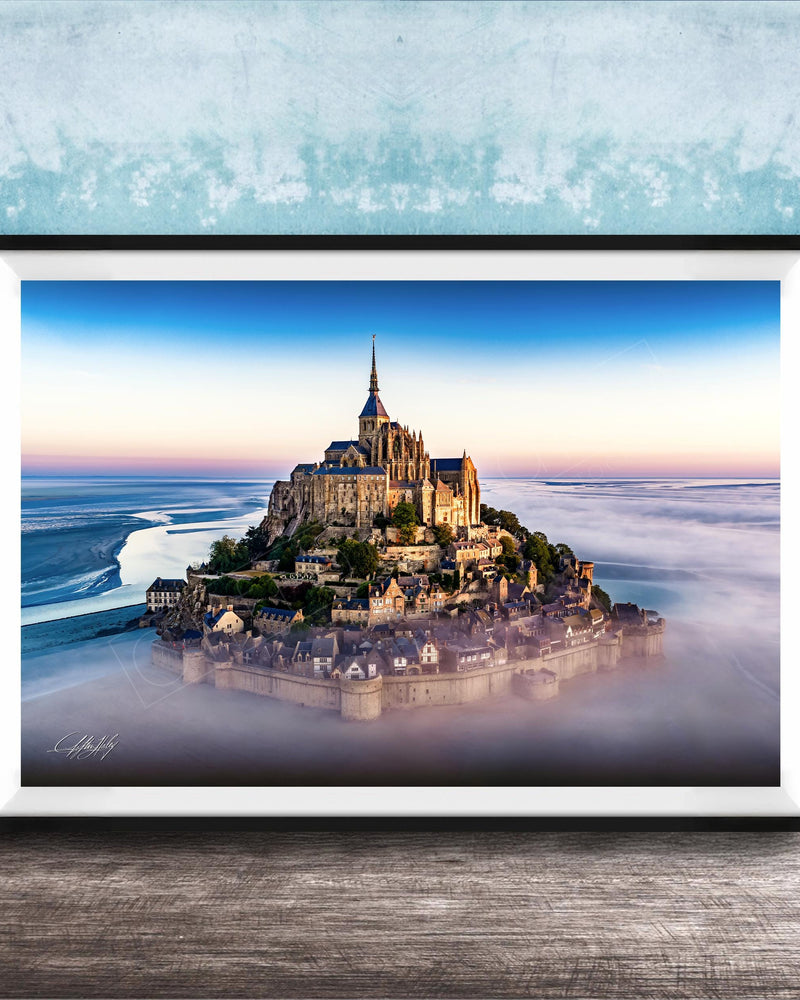 Mont Saint-Michel Poster - Normandy Coastal Art | Sunrise Fog Print, Artist Signed