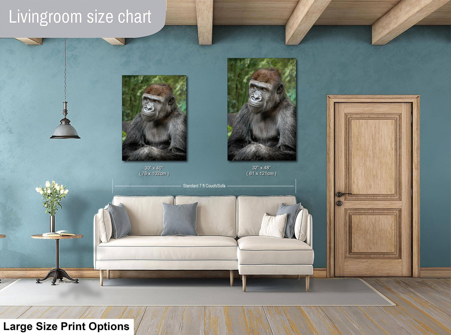 Young Gorilla Wall Art – African Jungle Print With Mountain King Gorilla Portrait