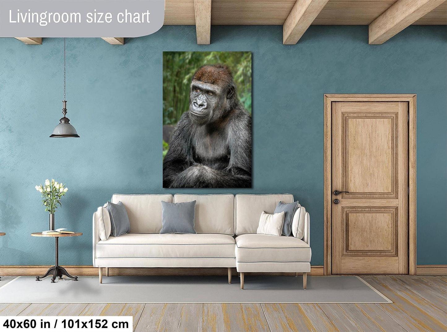 Young Gorilla Wall Art – African Jungle Print With Mountain King Gorilla Portrait