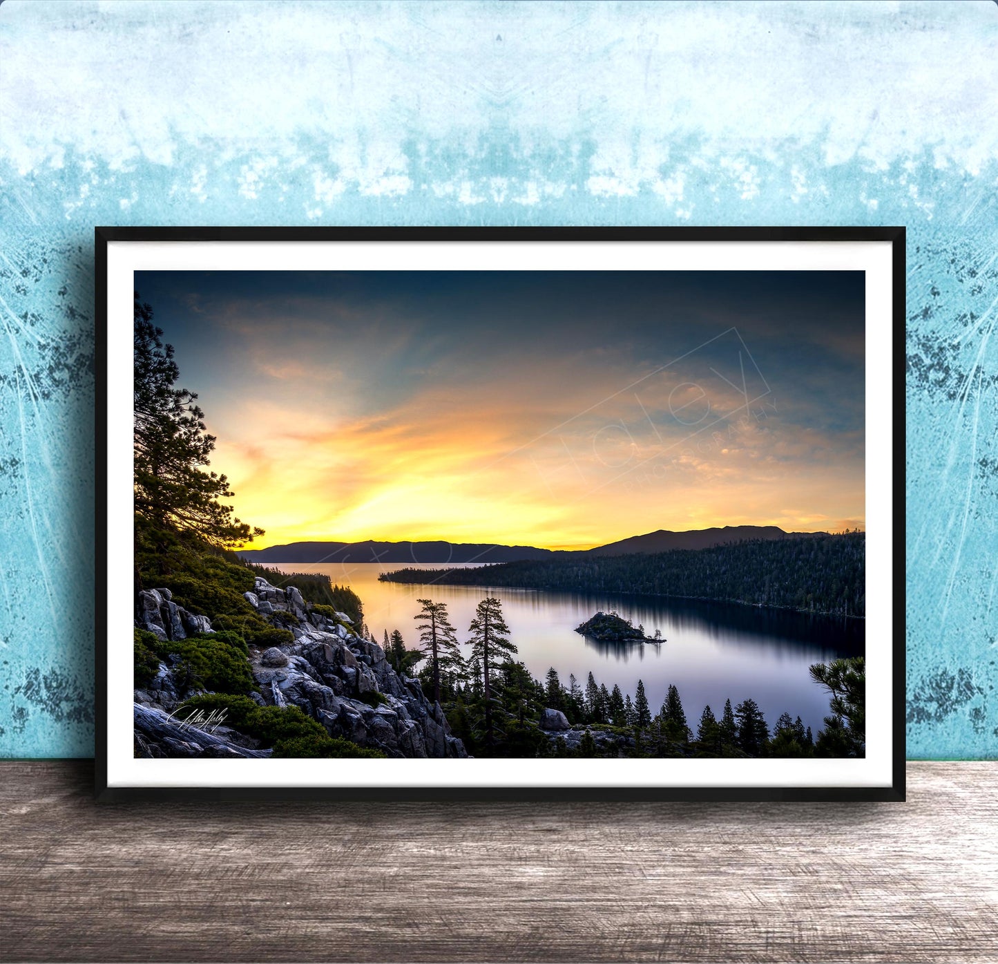 Emerald Bay Lake Print – Serene Mountain Scene With Calming Pine Tree Art