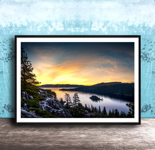 Emerald Bay Lake Print – Serene Mountain Scene With Calming Pine Tree Art