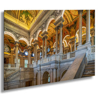 This luxury fine art photograph captures the grand interior architecture of the Library of Congress in Washington DC. Marble columns, ornate ceilings, and classical symmetry create a refined composition rooted in American national history and cultural legacy. Ideal for collectors, professionals, and interior designers seeking museum-quality wall art that embodies intellect, heritage, and timeless elegance.
