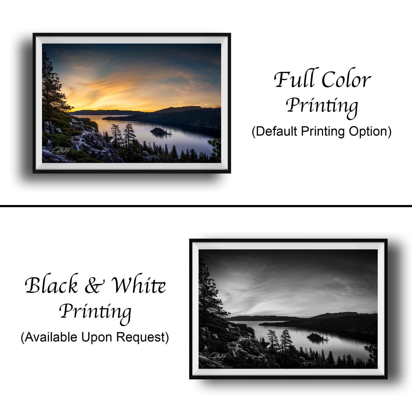 Emerald Bay Lake Print – Serene Mountain Scene With Calming Pine Tree Art