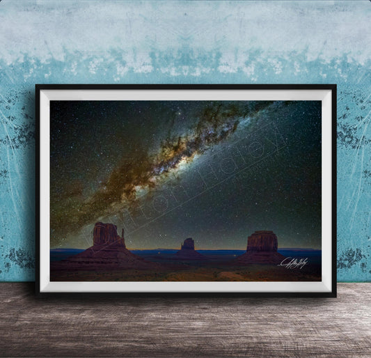 Monument Valley Mittens Print - Southwestern Desert Landscape Photo | Milky Way Wall Decor