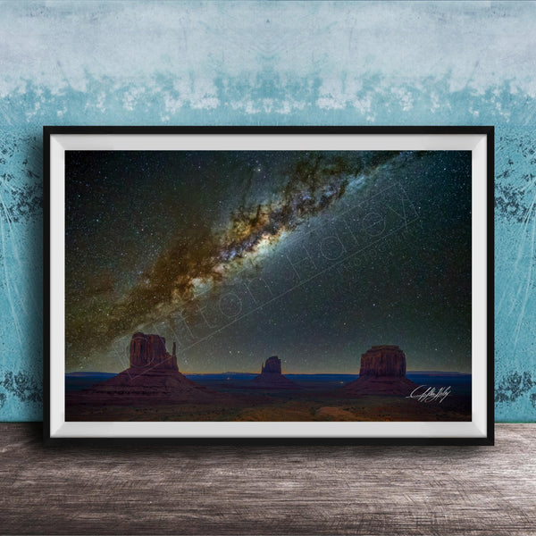 Monument Valley Mittens Print - Southwestern Desert Landscape Photo | Milky Way Wall Decor