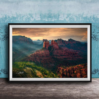 cathedral rock sedona, sedona sunrise photography, lovers knoll sedona, red rock landscape art, sedona fine art print, arizona wall decor, southwest photography, spiritual landscape art, nature wall art, sedona vortex photo, luxury fine art print, desert sunrise art, collectible landscape photo