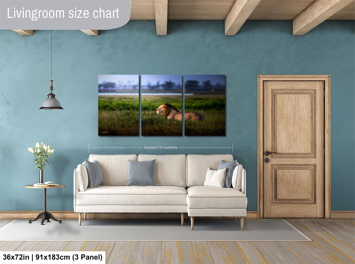 Lion Wildlife Wall Art - Maasai Mara Safari Boho Animal Print Decor