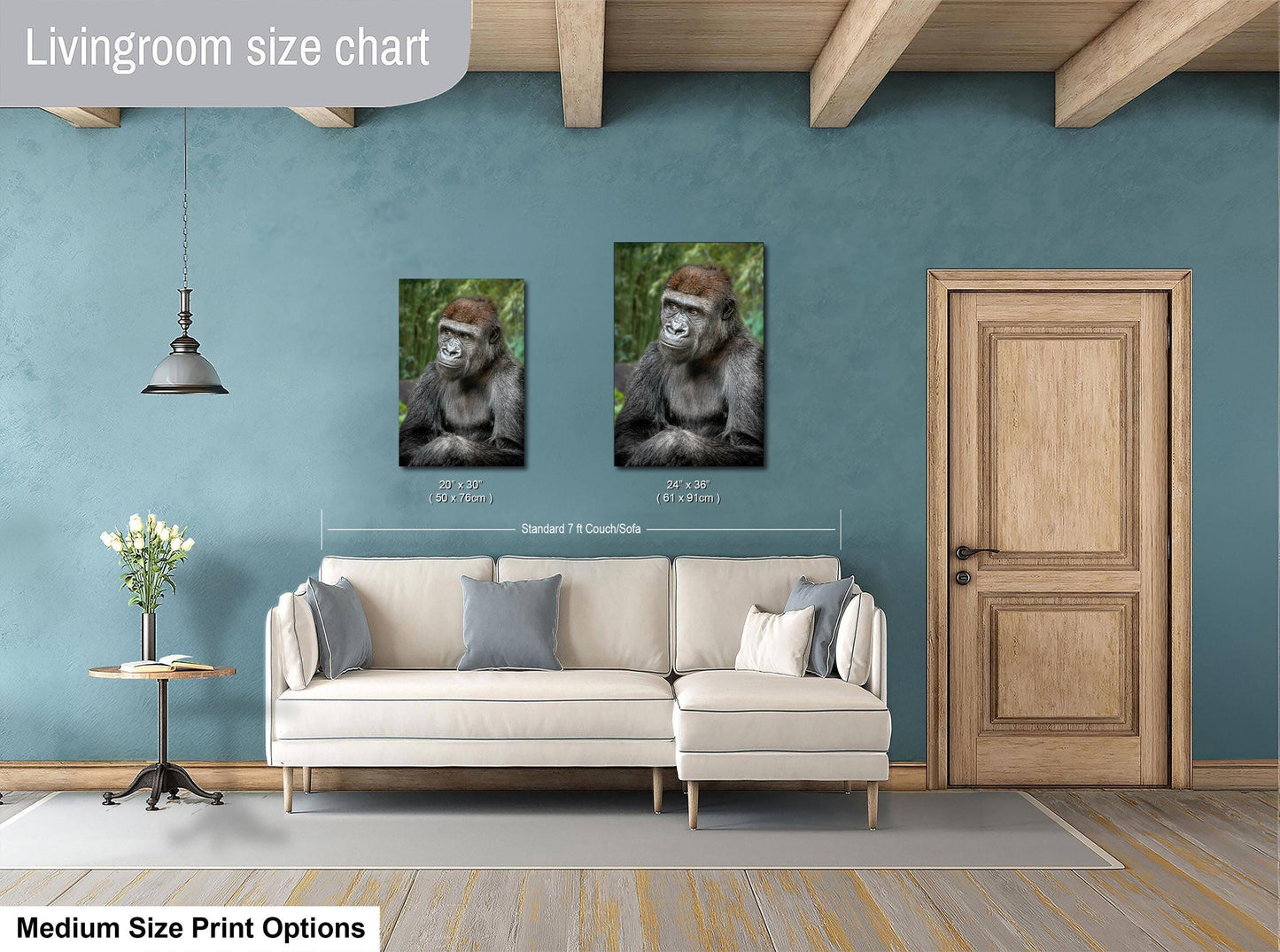 Young Gorilla Wall Art – African Jungle Print With Mountain King Gorilla Portrait