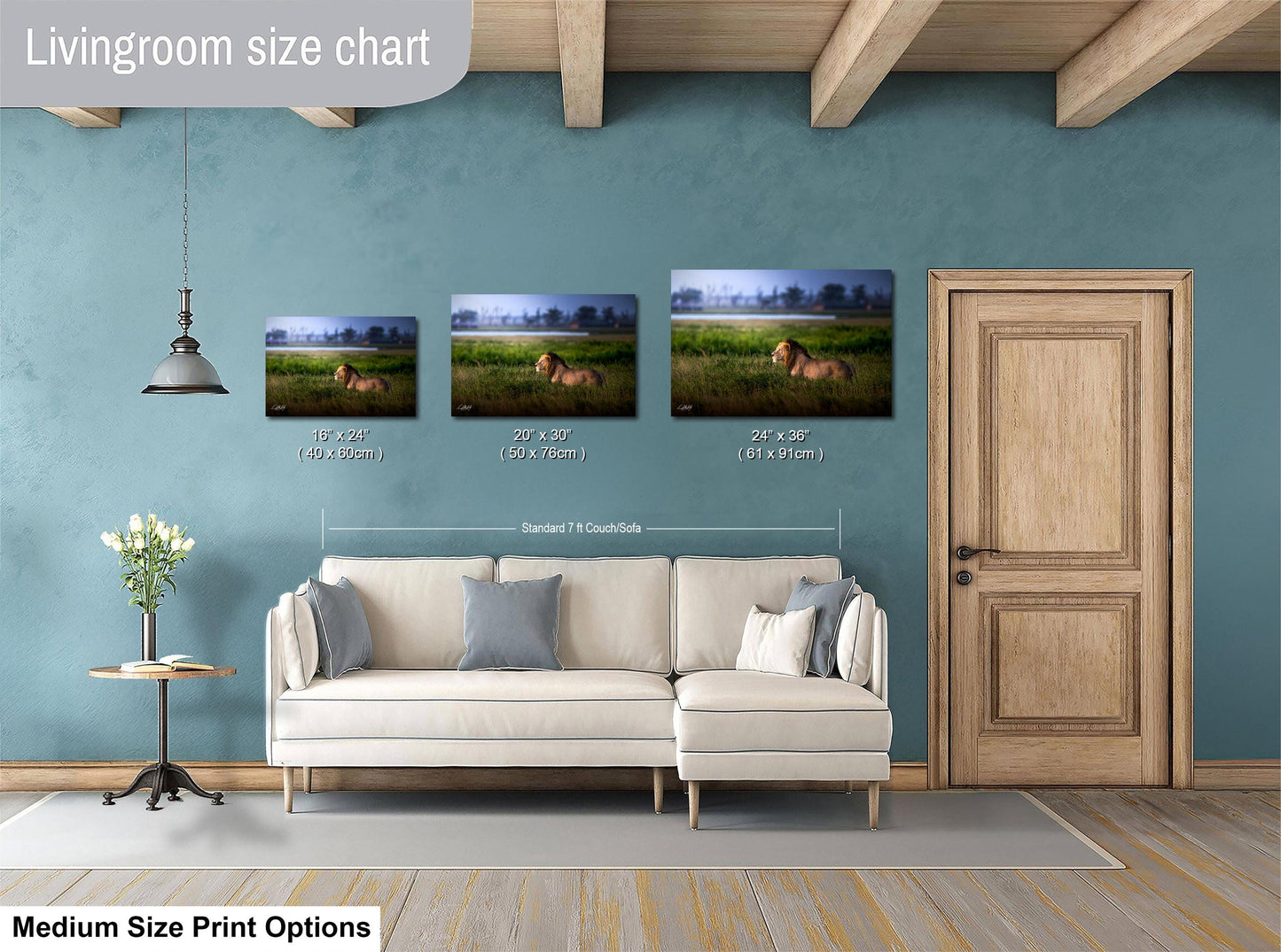 Lion Wildlife Wall Art - Maasai Mara Safari Boho Animal Print Decor