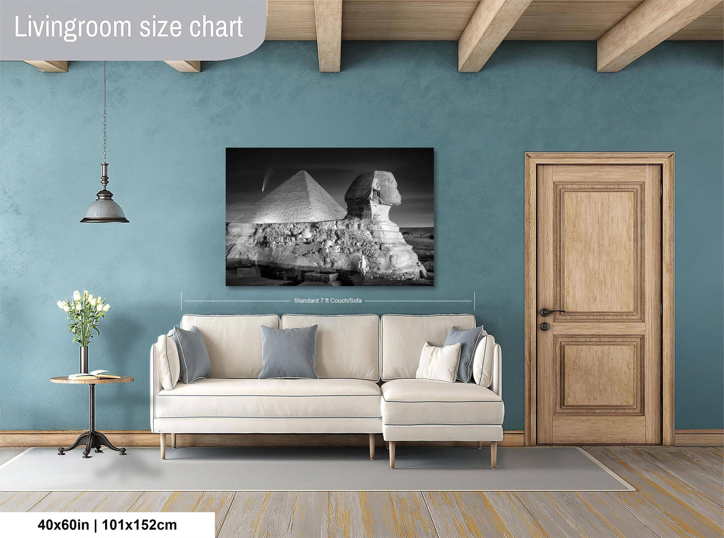 Giza Pyramids Black and White | Sphinx Night Photography Fine Art Print