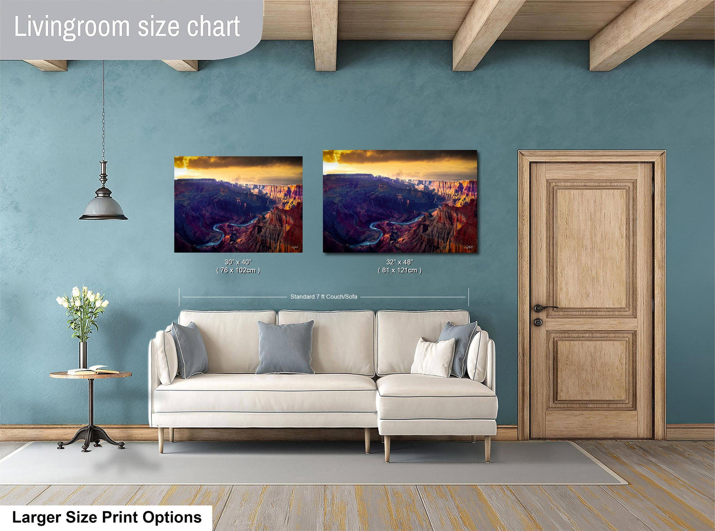 Grand Canyon Sunset Print - Hopi Point Arizona Desert Scenic Art With Warm Glow