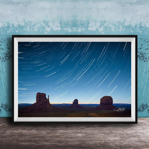 Monument Valley Star Trails | Southwestern Desert Art Print - Celestial Landscape