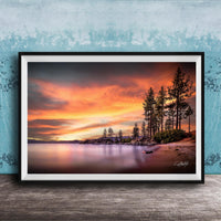 Lake Tahoe Sunset Print – Fine Art Landscape on Archival Paper | Signed Artist Work