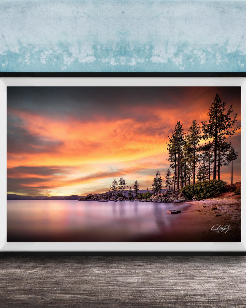 Lake Tahoe Sunset Print – Fine Art Landscape on Archival Paper | Signed Artist Work